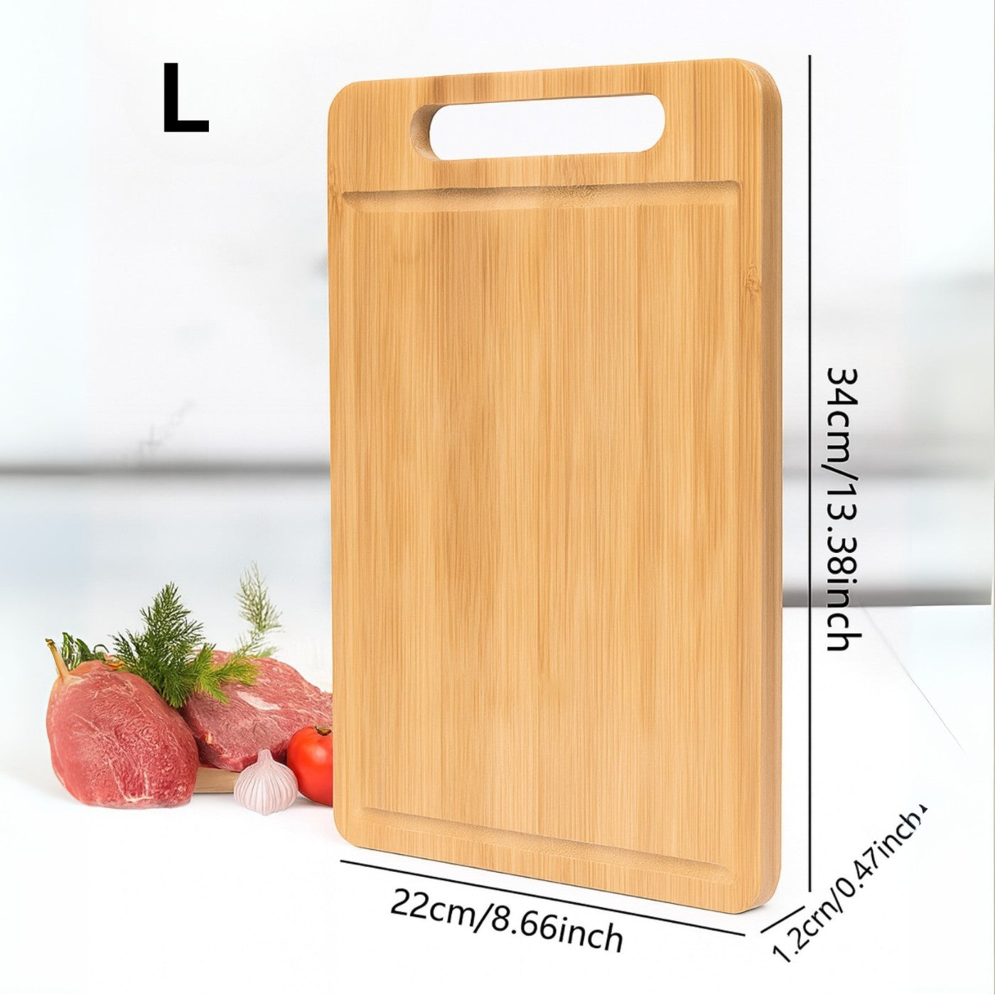 Wooden cutting board with measurements 