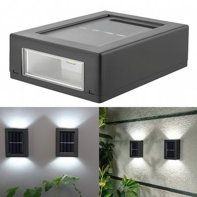 Outdoor wall light fixture with installation examples on a white background